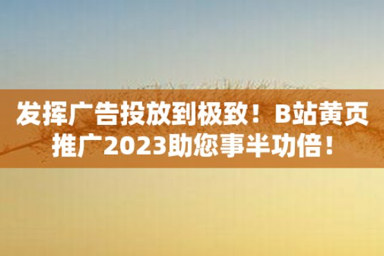 解析B站推广网站入口2023的独特营销形式